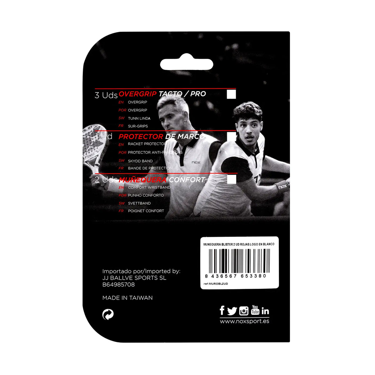 NOX Wristband Red Logo White 2 pcs
